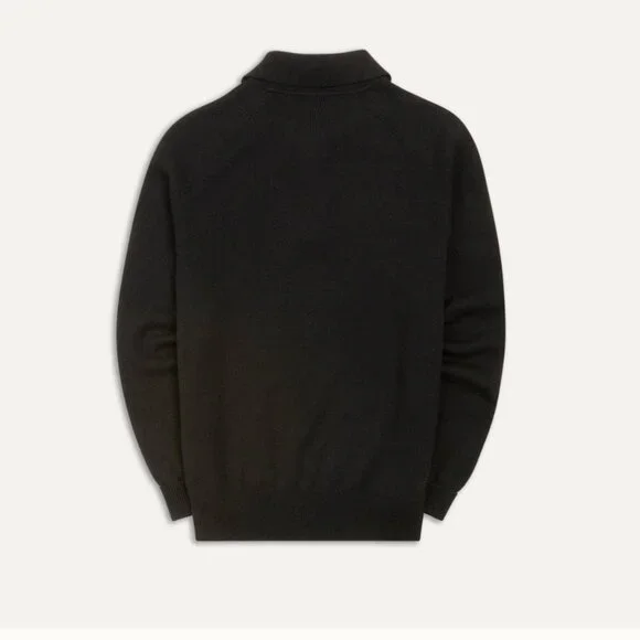 Drakes - Black Merino Wool Knitted Polo - Size M - Picture 9 of 11